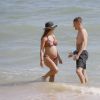 Jamie Vardy et sa femme Rebekah (Becky), enceinte, lors de leur lune de miel, le 13 juillet 2016.