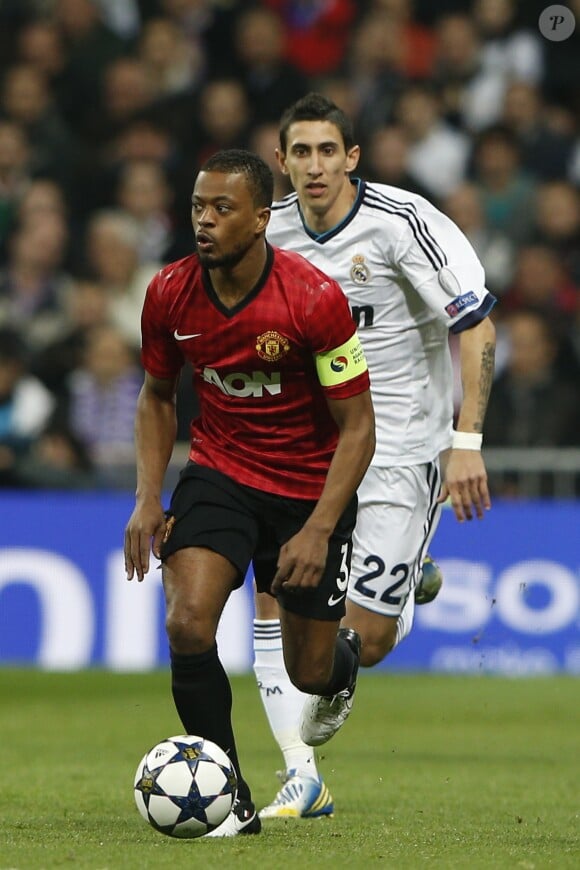 Patrice Evra - Match de football de Champions Ligue - Real de Madrid contre Manchester United le 13 fevrier 2013.