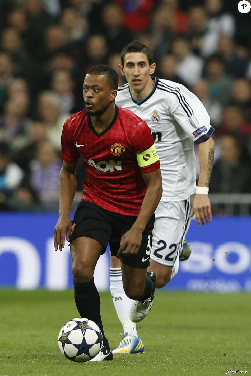 Patrice Evra - Match de football de Champions Ligue - Real de Madrid contre Manchester United le 13 fevrier 2013.