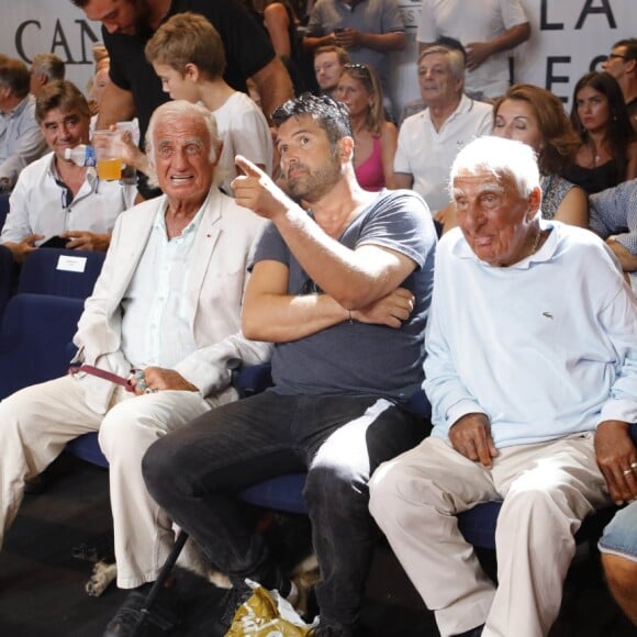 Michèle Tabarot (Maire du Cannet), Jean-Paul Belmondo, Jeff Domenech et Charles Gérard - Championnat International WBA Super-Welters - Le Cannet le 30 juillet 2016 © Jlppa / Bestimage