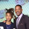 Jaden Smith et ses dents en or avec son père Will Smith - Premiere du film "Suicide Squad" à New York le 1er aout 2016.