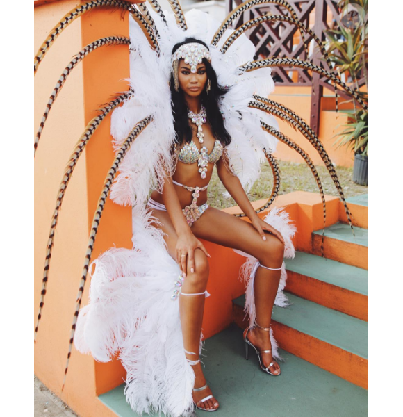 Chanel Iman habillée pour le Grand Kadooment de Crop Over. Saint James, La Barbade. Août 2016.