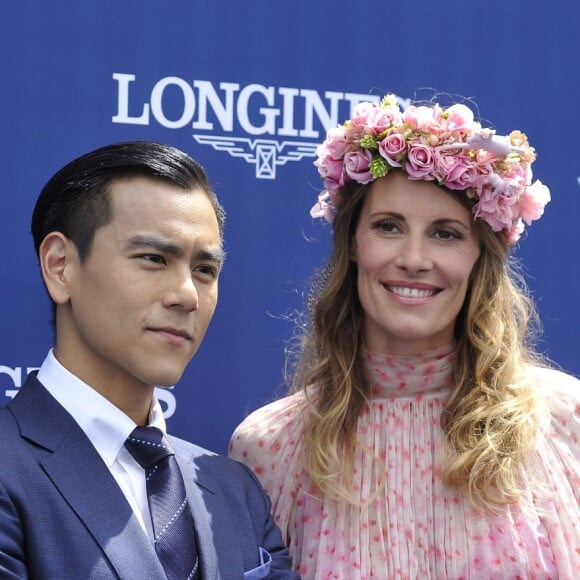 Eddie Peng (égérie de la marque Longines) et Sophie Thalmann durant le 167ème Prix de Diane Longines à l'hippodrome de Chantilly, à Chantilly, le 19 Juin 2016. © Christophe Bricot/Bestimage