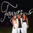 Fawaz Gruosi et ses filles Violetta et Allegra lors de la soirée d'anniversaire "Fawaz's Folies" pour les 64 ans de Fawaz Gruosi (de Grisogono) à la Cala di Volpe à Porto-Cervo, Sardaigne, Italie, le 8 août 2016. © Agence/Bestimage