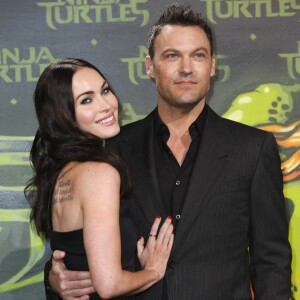 Megan Fox et son mari Brian Austin Green - Première du film "Teenage Mutant Ninja Turtles" à Berlin, le 5 octobre 2014.