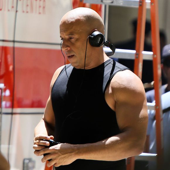 Vin Diesel sur le tournage de "Fast & Furious 8" à Atlanta, le 12 juillet 2016