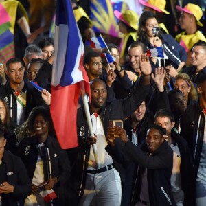 Teddy Riner, porte-drapeau pour la France - Cérémonie d'ouverture des JO à Rio, au Brésil, le 5 août 2016