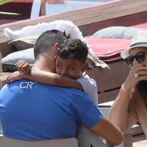 Cristiano Ronaldo avec son fils Cristiano Jr. et sa mère à Funchal, Madère, le 23 juillet 2016. Photo by Look Press Agency/ABACAPRESS.COM