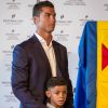 Cristiano Ronaldo avec son fils Cristiano Jr. lors de l'inauguration à Funchal, à Madère, du Pestana CR7 Hôtel, le 22 juillet 2016, en présence de sa famille et du président du gouvernement local, Miguel Albuquerque. © Look Press Agency/ABACAPRESS.COM