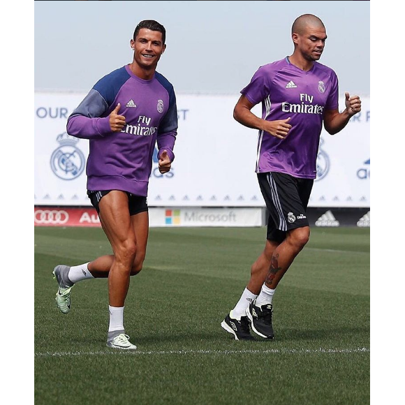 Cristiano Ronaldo, de retour à l'entraînement avec Pepe, photo Instagram août 2016.