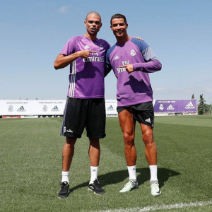 Cristiano Ronaldo, de retour à l'entraînement avec Pepe, photo Instagram août 2016.