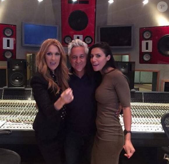 Céline Dion, Humberto Gatica et Zaho en studio à Las Vegas, en 2015