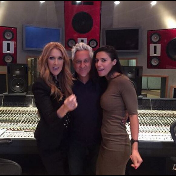 Céline Dion, Humberto Gatica et Zaho en studio à Las Vegas, en 2015