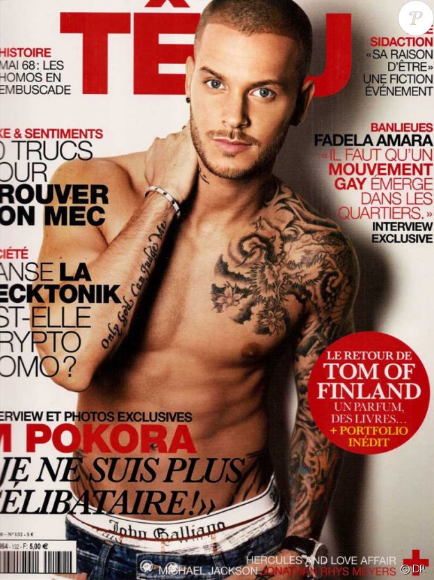 Couverture du magazine "Têtu", édition du mois d'avril 2008 avec M. Pokora.