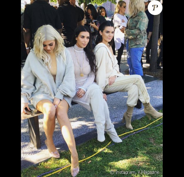 Kylie Jenner, Kim Kardashian et Kendall Jenner au défilé YEEZY à New York. Le 7 septembre 2016.