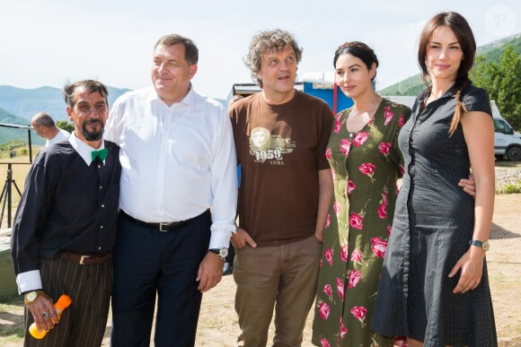 Image du tournage du film On the Milky Way d'Emir Kusturica avec Monica Bellucci le 19 août 2014, avec ce jour-là la visite du président Milorad Dodik.