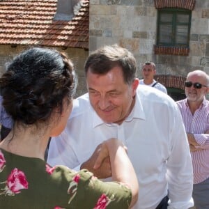 Image du tournage du film On the Milky Way d'Emir Kusturica avec Monica Bellucci le 19 août 2014, avec ce jour-là la visite du président Milorad Dodik.