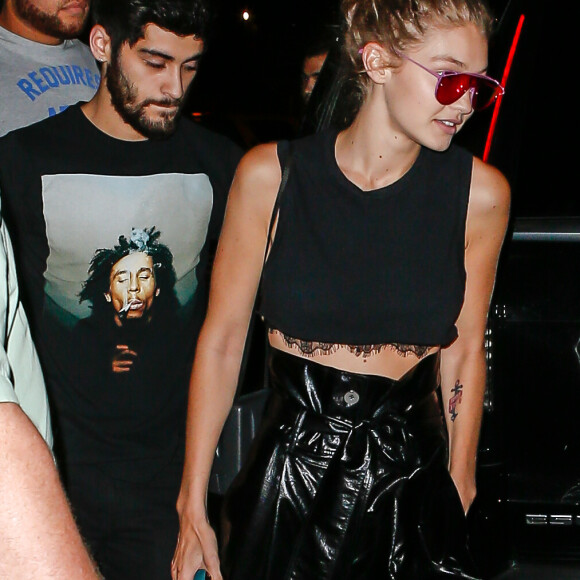 Taylor Swift à la sortie de l'appartement Gigi Hadid à New York. Gigi Hadid est avec son compagnon, le chanteur Zayn Malik. Le 12 septembre 2016