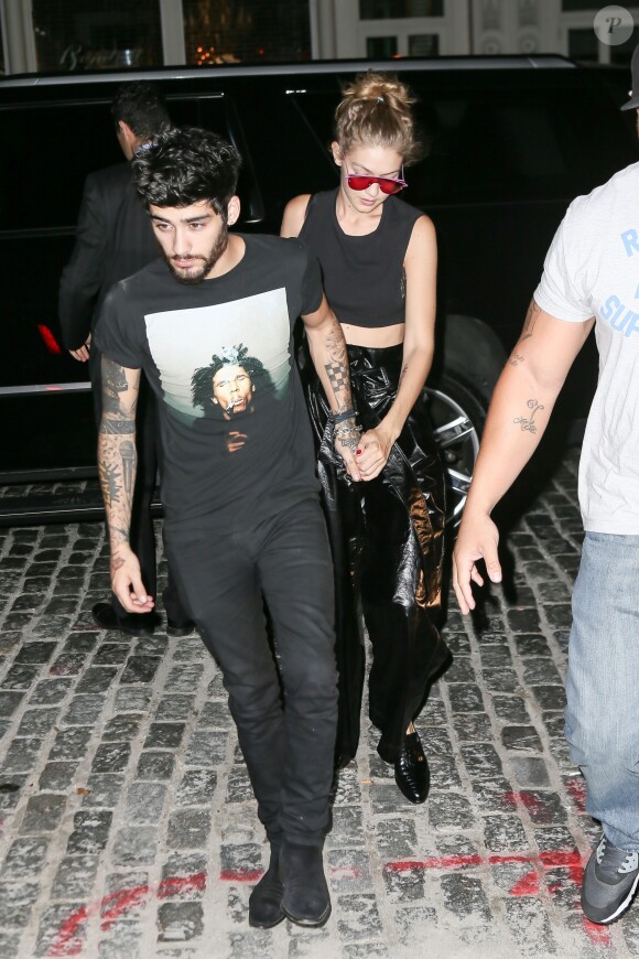 Gigi Hadid rentre chez elle avec son petit-ami Zayn Malik à New York, le 12 septembre 2016