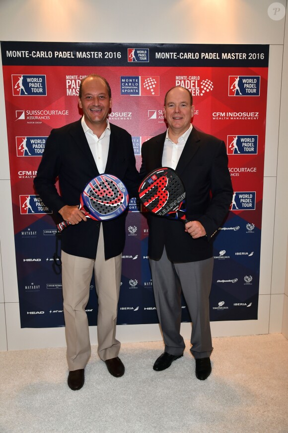 Fabrice Pastor et le prince Albert II de Monaco lors du Monte-Carlo Padel Master 2016 le 10 septembre 2016 sous le chapiteau de Fontvieille à Monaco. © Bruno Bebert/Bestimage