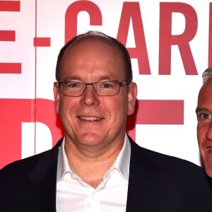 Le prince Albert II de Monaco et Didier Deschamps lors du Monte-Carlo Padel Master 2016 le 10 septembre 2016 sous le chapiteau de Fontvieille à Monaco. © Bruno Bebert/Bestimage