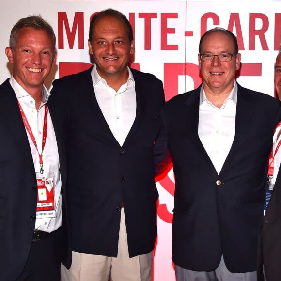 Thomas Johansson, Fabrice Pastor, le prince Albert II de Monaco et Didier Deschamps lors du Monte-Carlo Padel Master 2016 le 10 septembre 2016 sous le chapiteau de Fontvieille à Monaco. © Bruno Bebert/Bestimage