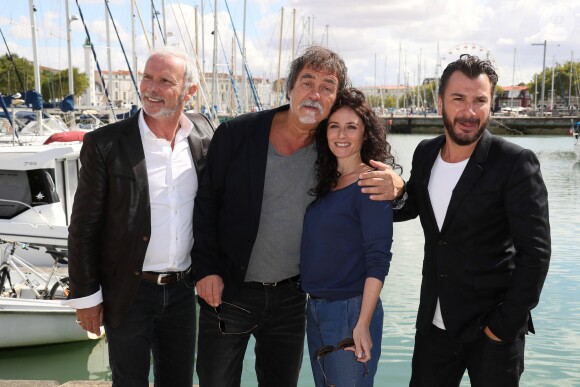 Michaël Youn, Olivier Marchal, Elsa Lunghini et Geoffroy Thiebaut pendant le photocall pour la série "Mon frère bien aimé" lors de la 18ème édition du festival de la fiction TV 2016 de La Rochelle, France, le 15 septembre 2016. © Patrick Bernard/Bestimage
