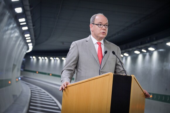 Exclusif - Le prince Albert II de Monaco inaugure le tunnel Albert II destiné à désengorger le trafic dans la principauté le 14 septembre 2016.