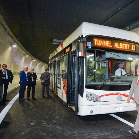 Exclusif - Le prince Albert II de Monaco inaugure le tunnel Albert II destiné à désengorger le trafic dans la principauté le 14 septembre 2016.