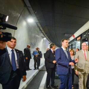 Exclusif - Le prince Albert II de Monaco inaugure le tunnel Albert II destiné à désengorger le trafic dans la principauté le 14 septembre 2016.