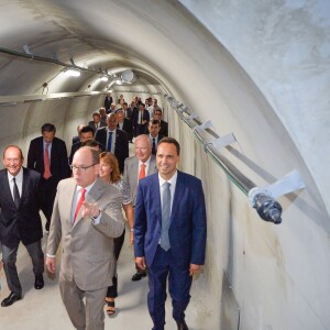 Exclusif - Le prince Albert II de Monaco inaugure le tunnel Albert II destiné à désengorger le trafic dans la principauté le 14 septembre 2016.