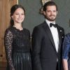 La princesse Sofia et son mari le prince Carl Philip au palais royal à Stockholm le 16 septembre 2016 lors du Dîner de la Suède.