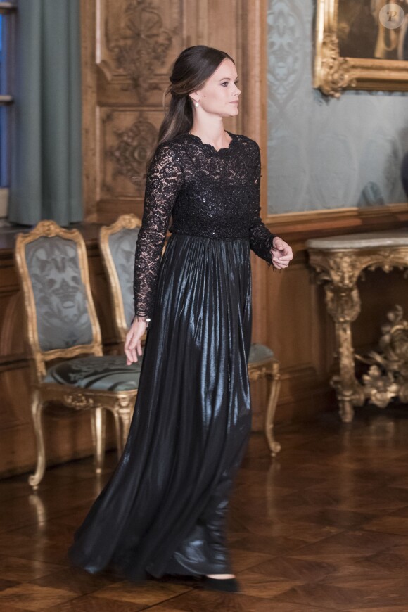 La princesse Sofia de Suède au palais royal à Stockholm le 16 septembre 2016 lors du Dîner de la Suède.