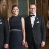 La princesse Victoria de Suède et le prince Daniel au palais royal à Stockholm le 16 septembre 2016 lors du Dîner de la Suède.