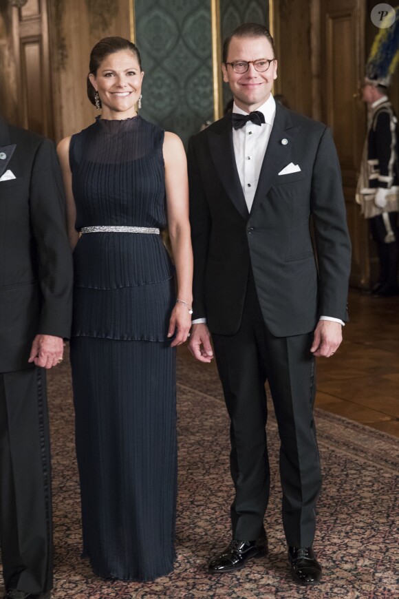 La princesse Victoria de Suède et le prince Daniel au palais royal à Stockholm le 16 septembre 2016 lors du Dîner de la Suède.