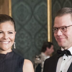 La princesse Victoria de Suède et le prince Daniel au palais royal à Stockholm le 16 septembre 2016 lors du Dîner de la Suède.