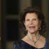 Le roi Carl XVI Gustaf et la reine Silvia de Suède au palais royal à Stockholm le 16 septembre 2016 lors du Dîner de la Suède.