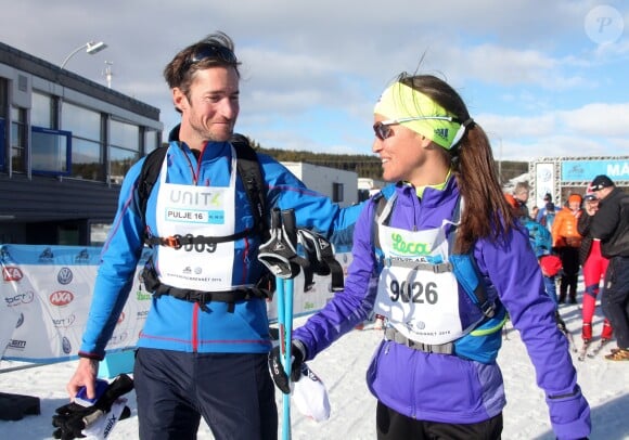 Pippa Middleton et James Matthews lors de la course de ski de fond Birkebeiner à Lillehammer le 19 mars 2016