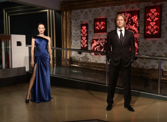 Les statues de cire de Brad Pitt et Angelina Jolie après leur séparation au musée Madame Tussauds à Londres suite à l'annonce de leur divorce le 21 septembre 2016