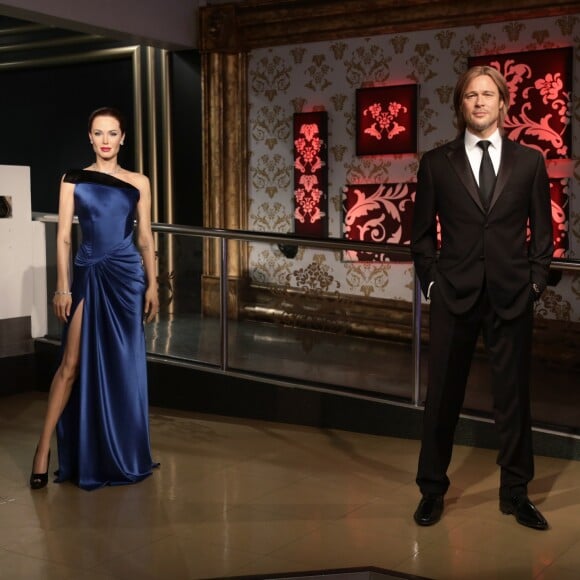 Les statues de cire de Brad Pitt et Angelina Jolie après leur séparation au musée Madame Tussauds à Londres suite à l'annonce de leur divorce le 21 septembre 2016