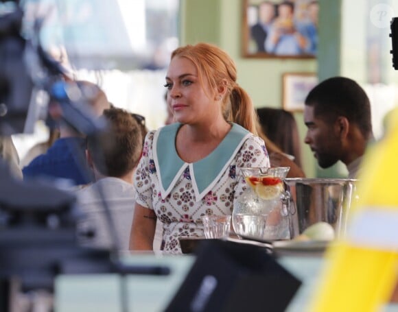 Lindsay Lohan sur le plateau de tournage de l'émission 'Jamie and Jimmy's Food Fight', le 14 septembre 2016