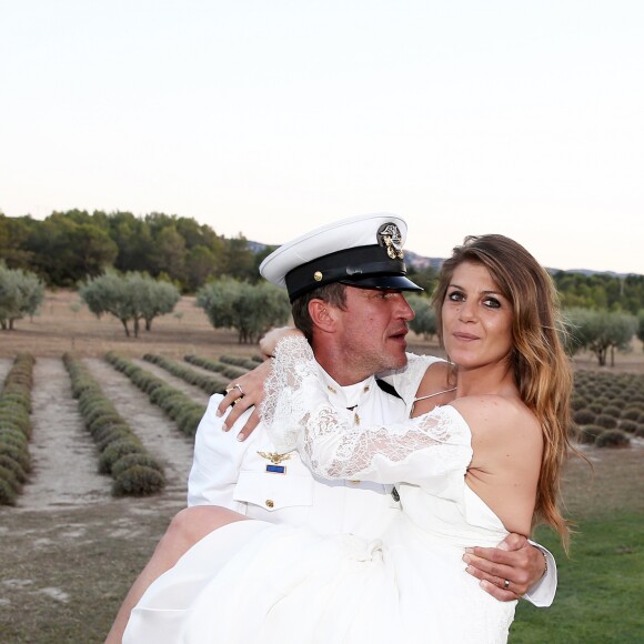 Exclusif - Prix Spécial - No web - No blog - Benjamin Castaldi et sa femme Aurore Aleman - Cérémonie religieuse - Mariage de Benjamin Castaldi et Aurore Aleman au Mas de La Rose à Eygalières, le 27 août 2016. © Jacovides-Moreau/Bestimage27/08/2016 - Eygalières