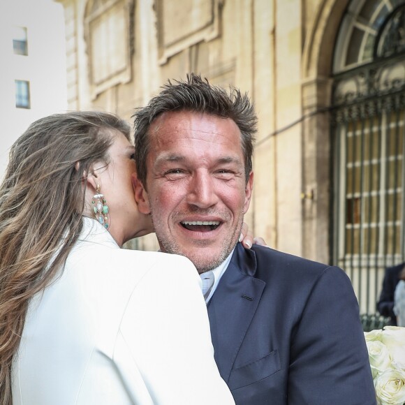 Exclusif - No web - No blog - Benjamin Castaldi et sa femme Aurore Aleman - Arrivées à la mairie - Mariage de Benjamin Castaldi et Aurore Aleman à la mairie de Marseille, le 27 août 2016. © Jacovides-Moreau/Bestimage27/08/2016 - Marseille