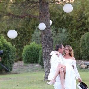 Exclusif - No web - No blog - Benjamin Castaldi et sa femme Aurore Aleman - Cérémonie religieuse - Mariage de Benjamin Castaldi et Aurore Aleman au Mas de La Rose à Eygalières, le 27 août 2016. © Jacovides-Moreau/Bestimage27/08/2016 - Eygalières