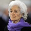 Madeleine Druon lors des obsèques de son époux Maurice Druon à l'église Saint-Louis des Invalides à Paris le 20 avril 2009HENRI TROYAT