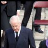 Edouard Balladur, Madeleine Druon et Nicolas Sarkozy lors des obsèques de Maurice Druon à l'église Saint-Louis des Invalides à Paris le 20 avril 2009
