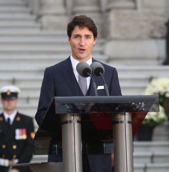 Le Premier ministre Justin Trudeau lors de son discours d'accueil à Victoria, en Colombie-Britannique, au Canada le 24 septembre 2016.