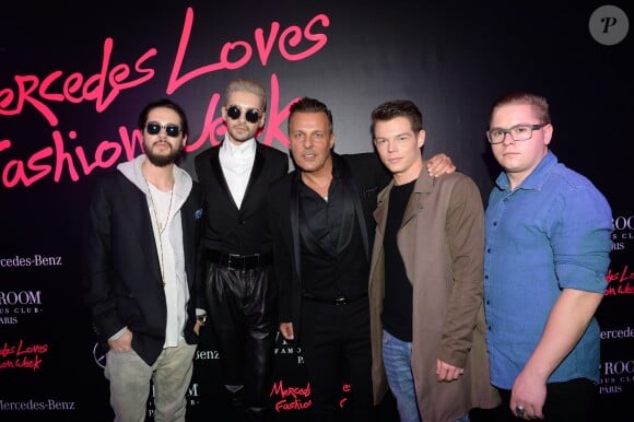 Exclusif - Jean-Roch et le groupe Tokio Hotel (Bill Kaulitz, Tom Kaulitz, Georg Listing, Gustav Schäfer) - Soirée Mercedes Love Fashion week au Vip Room à Paris le 10 mars 2015.