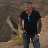 Johnny Hallyday et sa bande en plein road trip à travers les Etats-Unis - San Juan River dans l'Utah, le 23 septembre 2016.