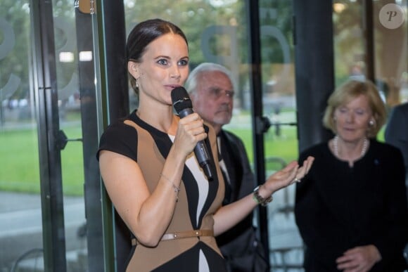 La princesse Sofia de Suède lors de l'inauguration de l'exposition Porphyry au musée d'art Sven-Harrys à Stockholm le 27 septembre 2016.